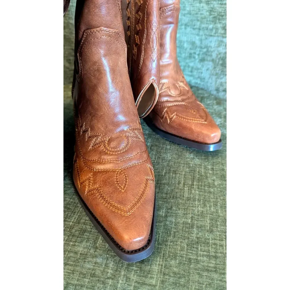 LeunDen Brown Cowboy Boots for Women, size 10